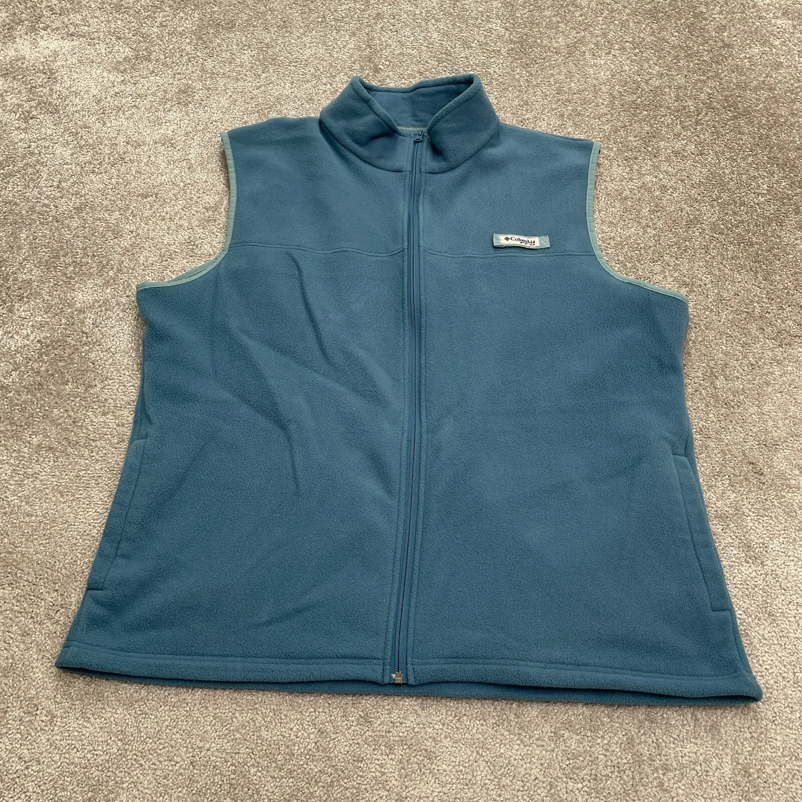 Columbia PFG Harborside Fleece Vest Mens XL Blue Full Zip Pocket Outdoor Hiking