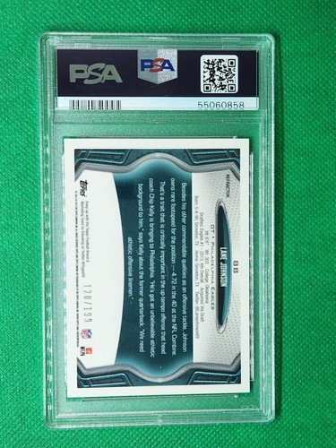 2013 Topps Chrome BLEU RÉFRACTEUR PSA 9 /199 Lane Johnson RC Philadelphia Eagles - Photo 2 sur 3