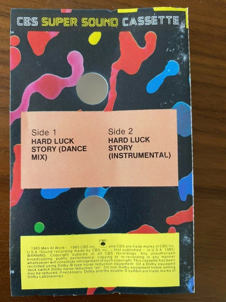 MEN AT WORK HARD LUCK STORY RARE 1985 AUSTRALIAN 12" CASSETTE SINGLE - Image 2 of 2