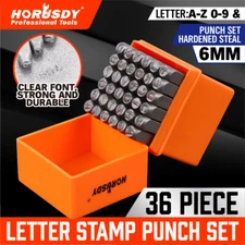 36Pc Number Capital Letter Stamp Punch Set A-Z & 0-9 1/4" Metal Plastic Leather