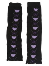 Women's Stretch Leg Warmers Argyle Lilac Hearts and Diamonds