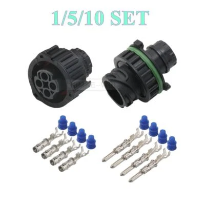 4 Pin AMP DIN 72585 Automotive Male Female Circular Connector Plug Socket Kit