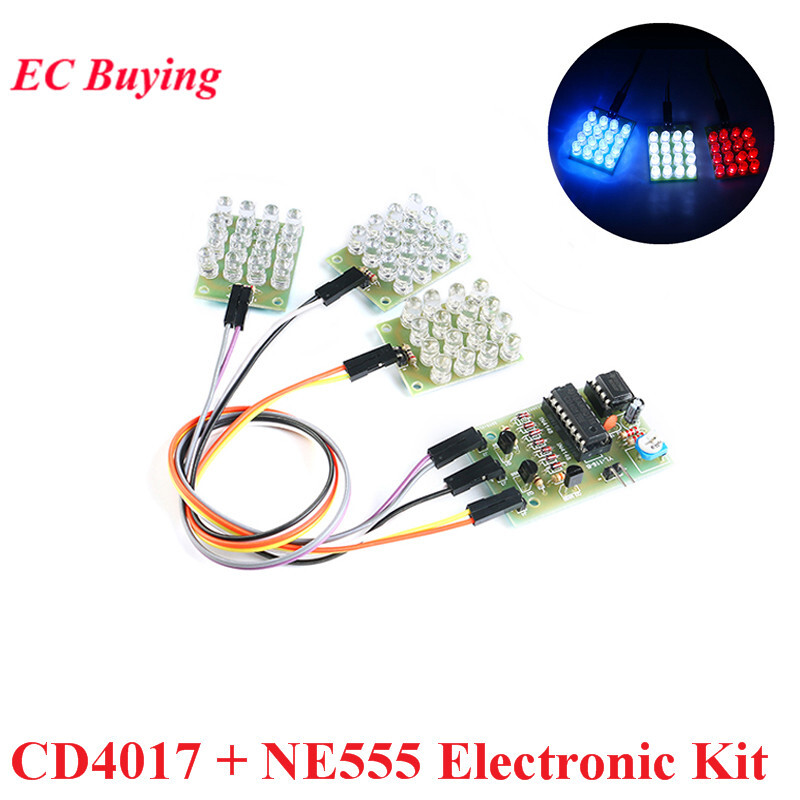 CD4017 + NE555 Flash Light Explosion-flashing LED Suite DIY Strobe Module Design
