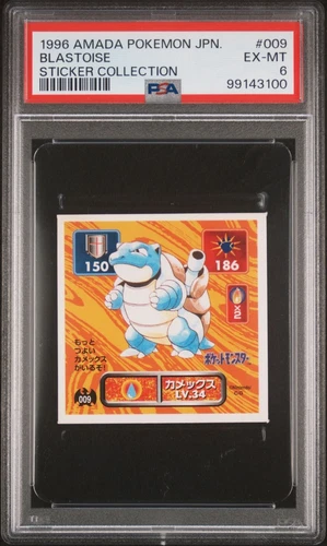 1996 AMADA POKEMON JAPANESE 9 BLASTOISE PSA 6 STICKER COLLECTION