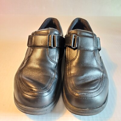 Orthofeet Mens Black Leather Slip On Shoes Size 12 M Adjustable Strap‎ Comfort Orthofeet Men main image 4