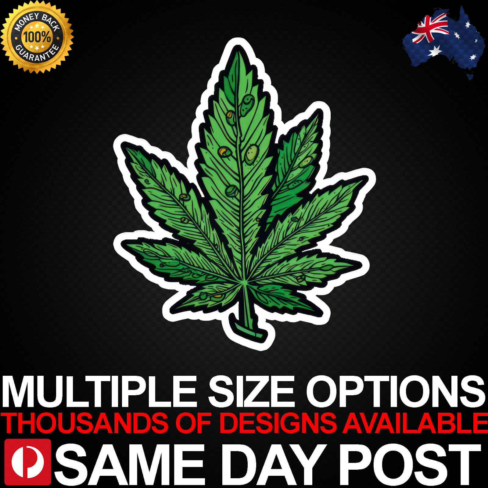 Green Marijuana Leaf Vinyl Car Sticker Decal for Laptop Car Smoking Weed Designs