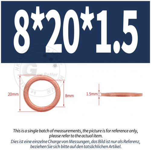 Copper Sealing Washers Metric - M3 M4 M5 M6 M8 M10 M12 - M60 Sump Plug Washer - Picture 51 of 130