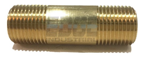 BRASS NIPPLE 1/2" X 1/2", 2-1/2" LENGTH, MALE NPT MNPT FUEL/AIR/WOG