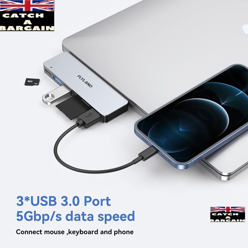 FLYLAND 6 in 1 USB C Hub,3 USB Ports, Card Reader Adapter for MacBook Pro (CB162 - Picture 4 of 9