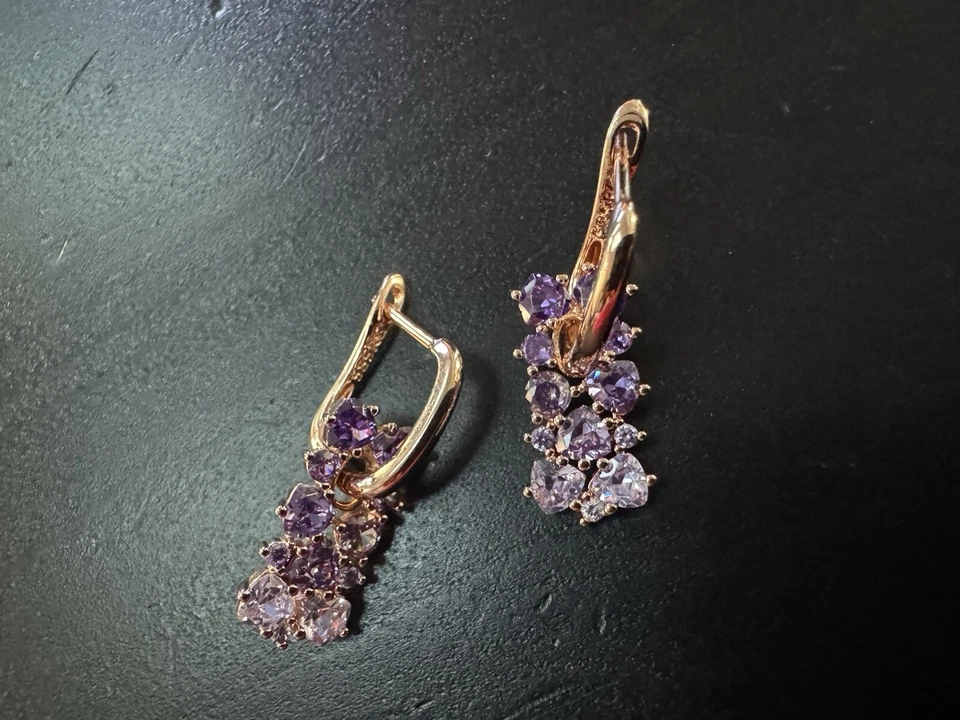 Aretes Allure Ombré Amatista Estampado Oro Rosa 585 14K RG Foto 3 de 4