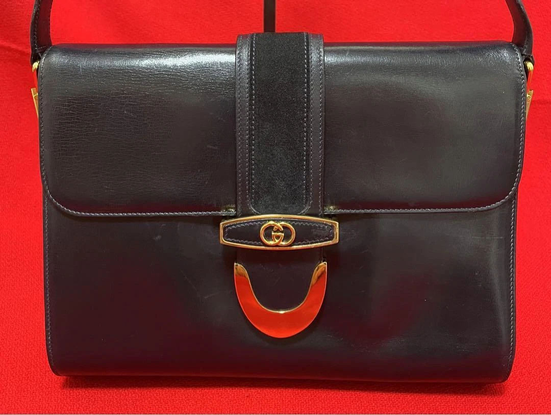 GUCCI Gucci ancien sac à bandoulière grande capacité GG bleu marine
