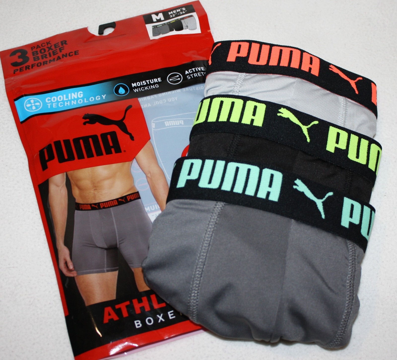 3 PUMA Performance Boxer Briefs M Athletic Fit Multicolor 3 PACK