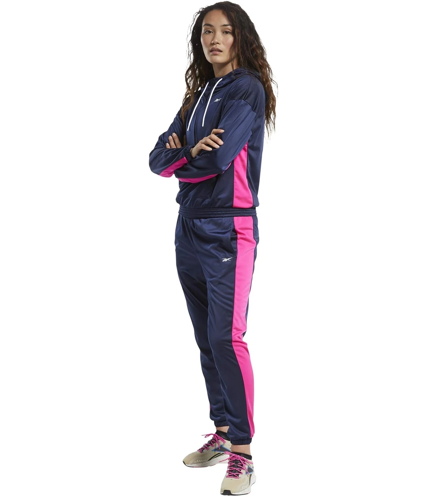 Reebok Womens Linear Logo 1/4 Zip 2 Piece Track Sweatsuit