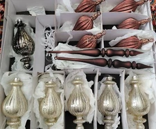 Frontgate Christmas Holiday Collection Assorted Ornaments Box Lot Of 14 MERCURY 