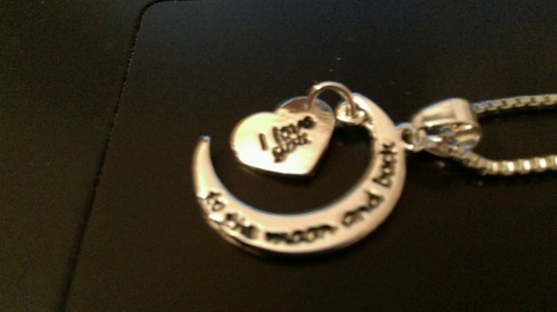 Silver plated "I Love You to the Moon and Back" Message Pendant Necklace