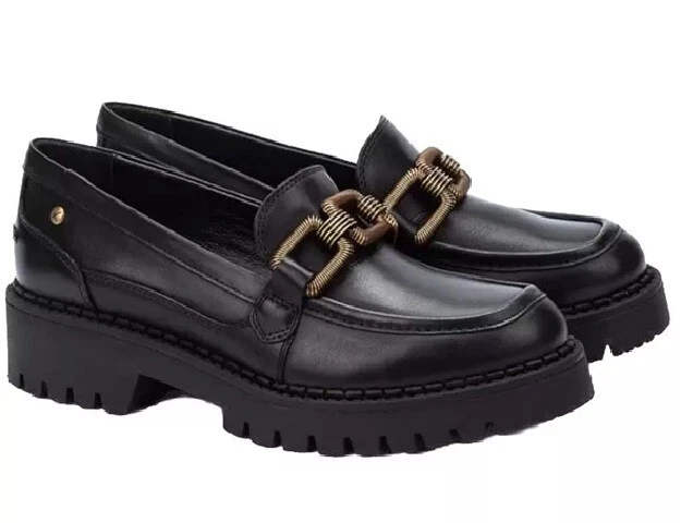 Pikolinos Women’s Aviles Platform Loafers Black EU 37 US 6.5-7 New