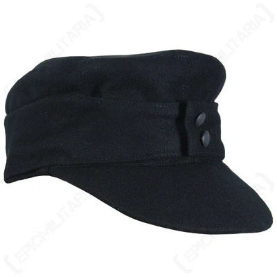 Gorra de campo alemana Panzer M43 de la Segunda Guerra Mundial - réplica negro sombrero sol uniforme ejército soldado