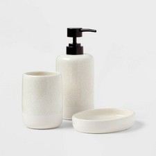 Threshold 3pc Modern Coordinate Bath Set - Ivory Ceramic Accessories