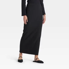 Women's High-Rise Brushed Ribbed Maxi Skirt - A New Day