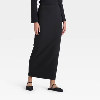 Women High-Rise Brushed Ribbed Maxi Skirt - A New Day | eBay