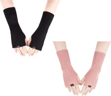 Arm Warmers Women Winter Long Fingerless Gloves Knitted Wrist Warmers with Thumb