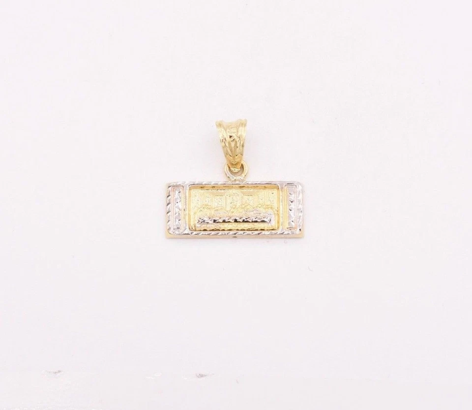 Dije colgante crucifijo de la Última Cena de Jesús corte diamante real oro amarillo blanco de 10 quilates