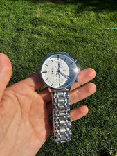 Quartz Chronograph Analog Watch White Dial 40mm Silver Tone Bracelet