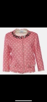 Moschino Cheap And Chic Tweed  Fringe Jacket Pink  Fringe Size US 6 Designer