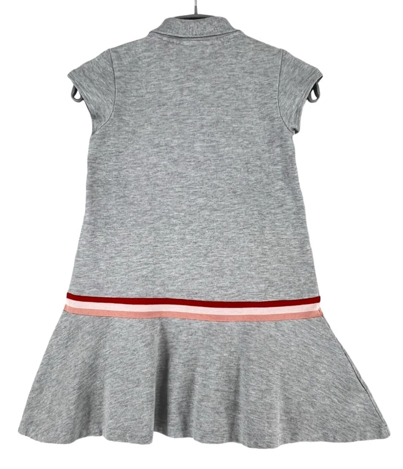 Lacoste Fille Robe À Manches Courtes Évasées Taille 6 Ans Grise - Photo 2/4