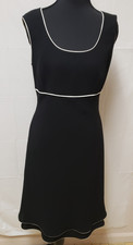 Evan Picone Little Black Dress White Trim Party Cocktail Formal Lined Sz 8 NWOT