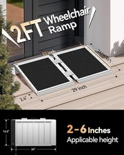 FACHNUO 2 Feet Portable Wheelchair Ramp, Non-Skid Aluminum Handicap Ramp