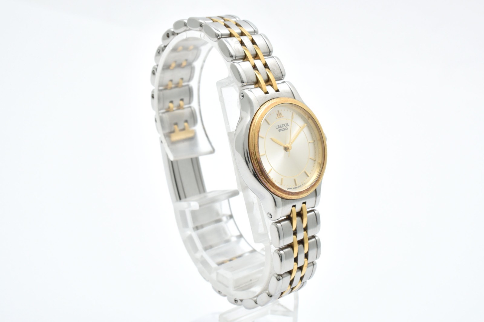 Rare Vintage SEIKO CREDOR 4J85-0A10 Gold 18kt Bezel Qz Ladies Watch [Exc5] JAPAN image 8