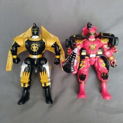 POWER RANGERS Dino Thunder LOT of 2 Figures Red Triceratops Black Pterodactyl 