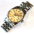 H92 MINTY ROLEX 16014 SS MENS 36 DATEJUST 18K BEZEL BOX PAPER TAG FULL SET A+!