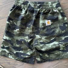 Carhartt force Shorts boys Size S 8/10 camouflage green elastic waist camou