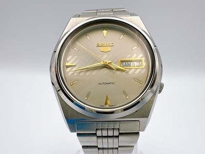 Vintage SEIKO 5 7009-876A Men's Automatic Gray Gold Dial Watch JP