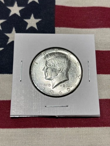 1969-D Kennedy Half Dollar - 40% Silver - US 50c - XF+ Details