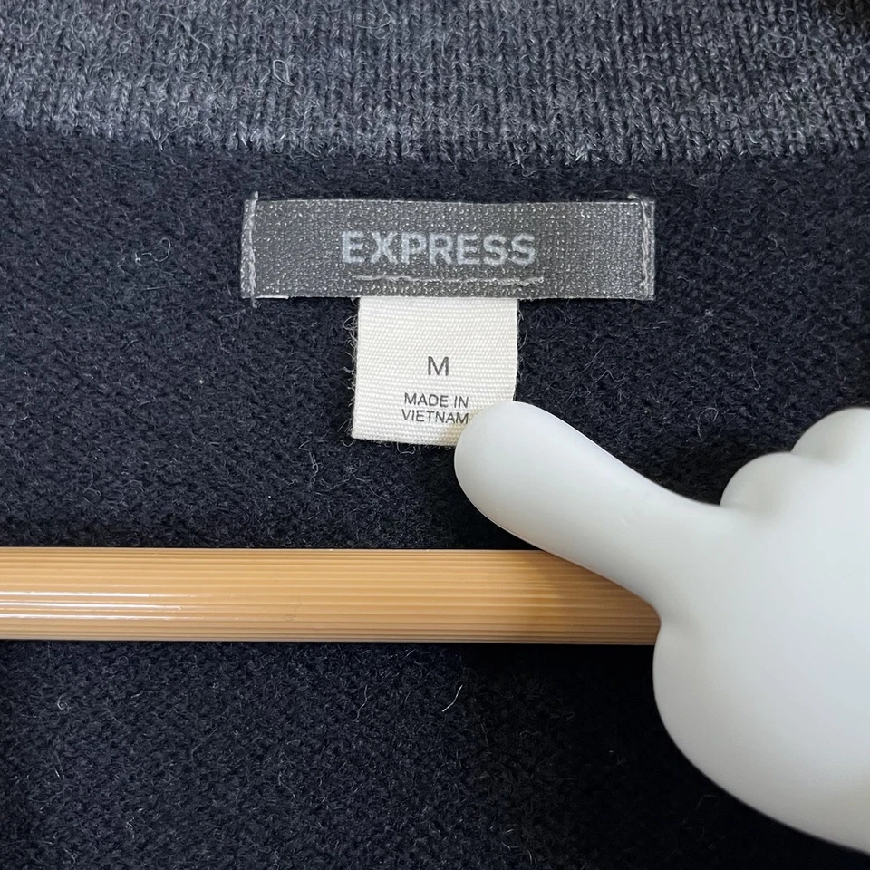 Vintage Express Men’s M Wool Cardigan Sweater Black Grandpa Core Preppy - Image 3 of 4