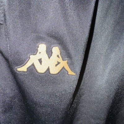 Kappa Gara Large  Drawstring Shorts Mudflap Soccer Gym Black Gold NWOT