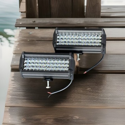 2PCS 4-Row 7''  144Watt LED Work Light Bar Flood Offroad Driving 4WD Truck ATV