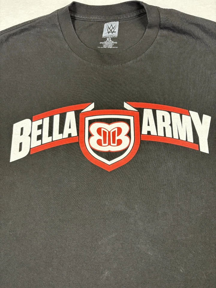 CAMISETA DE LUCHA LIBRE DEL EJÉRCITO WWE BELLA PARA HOMBRE XL NEGRA LOGO GEMELOS ROPA AUTÉNTICA GRÁFICA Foto 4 de 4