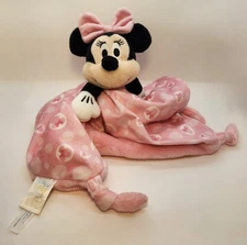 Disney Baby Minnie Mouse Pink Lovey Plush Pacifier Holder Security Blanket Knots
