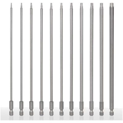 Torx Bit Set, 11 Stück, 200mm, S2 Stahl, magnetisch, T6 bis T40, längliche Sc...