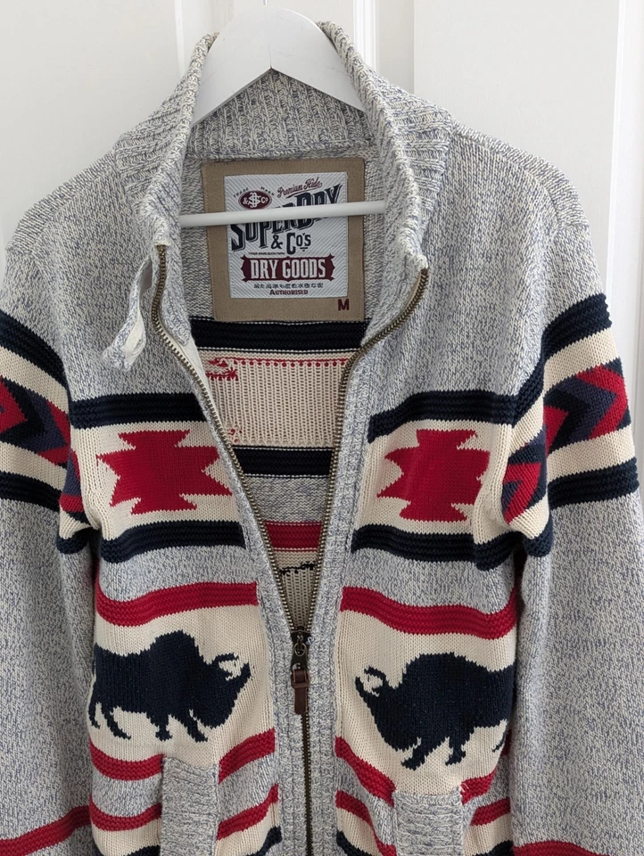 Superdry Chunky Knit Cardigan Aztec Nordic Size Medium  - Image 3 of 4