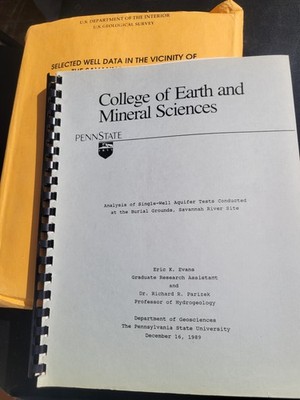 1989 Savannah River Site Aquifer Test Analysis Penn State Geoscience Report