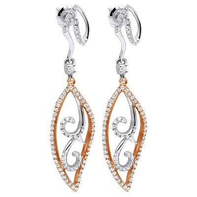 Damen Diamant Blatt Ohrringe 0,76ct 14K Gold