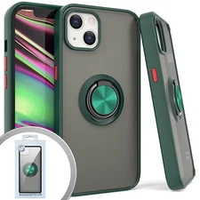 Emax Premium Matte With Ring For iPhone 13 (6.1") - Smoke/Green