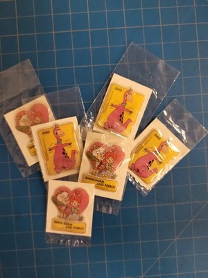 Vintage Flintstones Stickers Lot Dino Bam-Bam Pebbles Cartoon Character Decals