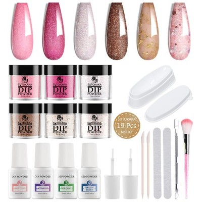 SUTOKAKA Dip Powder Nail Kit Starter, 6 Colors All Seasons Nude 6, 6 Color 