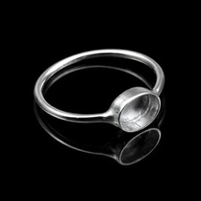 Handmade 925 Sterling Silver 8x10mm Oval Horizontal Bezel Ring Setting DIY